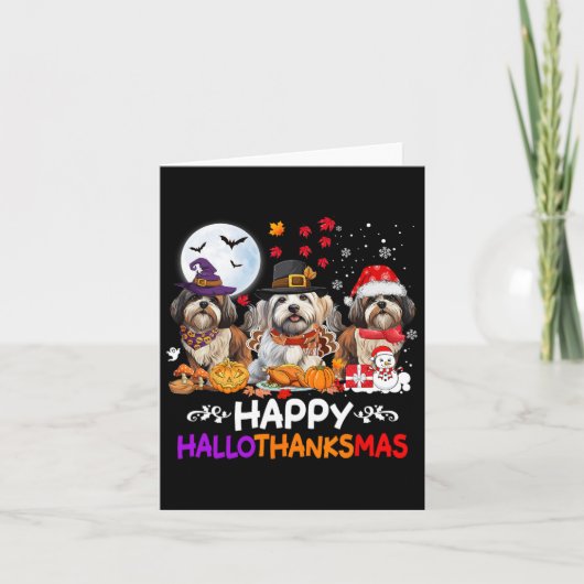 Carte Chih Tzu Chien Noël Joyeux Hallothankmas Thanksg (Devant)