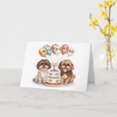 Carte Chih Tzu Chiens Anniversaire Gâteau (Fleur jaune)