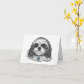 Carte Chih Tzu Dog Blank (Fleur jaune)