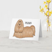 Carte Chih tzu long cheveux dessin de chien (Fleur jaune)