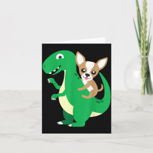 Carte Chihuahua à cheval sur un dinosaure T-Rex Dino Chi
