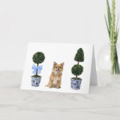 Carte Chihuahua Aquarelle Chinoiserie Chien coquelicot (Devant)