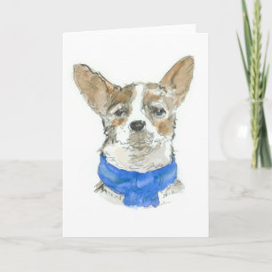 Carte Chihuahua Chien Aquarelle GREETINGCARD, blanc