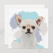 Carte Chihuahua Chien blanc mignon Abstrait Arrière - pl (Devant / Derrière)