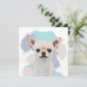 Carte Chihuahua Chien blanc mignon Abstrait Arrière - pl (Debout devant)