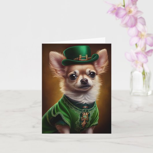 Carte Chihuahua Chien en robe de la Saint Patrick (Orchidée)