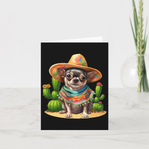 Carte Chihuahua Chien et Sombrero Casquette Mexicain Fie