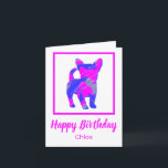 Carte Chihuahua Chien Silhouette Funny Birthday Card<br><div class="desc">Chihuahua chien silhouette en rose chaud fou et bleu brillant abstrait motif moderne. Le message d'anniversaire à l'intérieur peut être changé à tout ce que vous voulez. Personnalisez avec le nom sur le devant.</div>