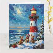 Carte Chihuahua Christmas Lighthouse Holiday (Fleur jaune)