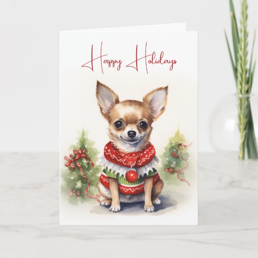 Carte Chihuahua de Noël avec Sweat de vacances (Devant)