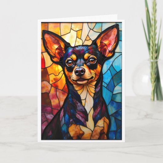 Carte Chihuahua de style vitrail (Devant)