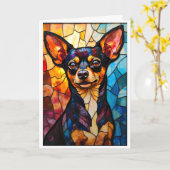Carte Chihuahua de style vitrail (Fleur jaune)