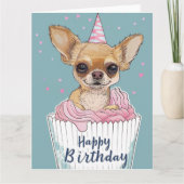 Carte Chihuahua Dessin Animé Cupcake Pattes (Devant)