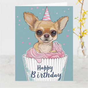 Carte Chihuahua Dessin Animé Cupcake Pattes