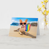 Carte Chihuahua Dog à la plage (Fleur jaune)