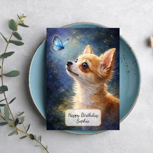 Carte Chihuahua et Papillon Bleu