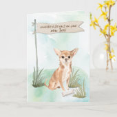 Carte Chihuahua Félicitations pour le nouveau chien (Fleur jaune)