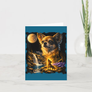 Carte Chihuahua hurlant à la lune vintage 90s chihuahu