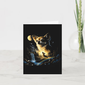 Carte Chihuahua hurlant à la lune vintage drôle