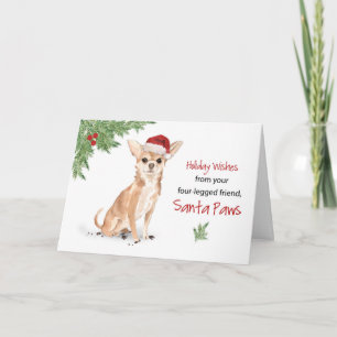 Carte Chihuahua Noël du chien dans Funny Santa Hat