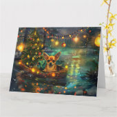 Carte Chihuahua Noël Festive Voyage (Fleur jaune)