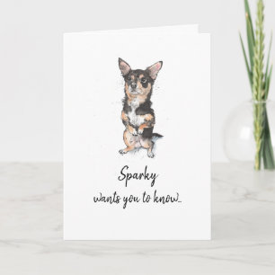 Carte Chihuahua noir et feu personnalisé pour la fête de