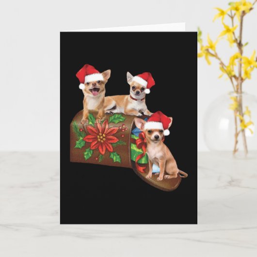 Carte Chihuahua On Box Letter Christmas Ornement mignon (Fleur jaune)