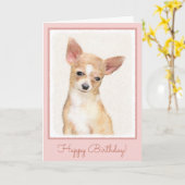 Carte Chihuahua Peinture - Cute Original Chien Art (Fleur jaune)