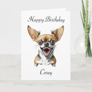 Carte Chihuahua personnalisé Puns Joyeux anniversaire