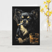 Carte Chihuahua Smoking Cigarette Whisky Lover Funny Dog (Fleur jaune)