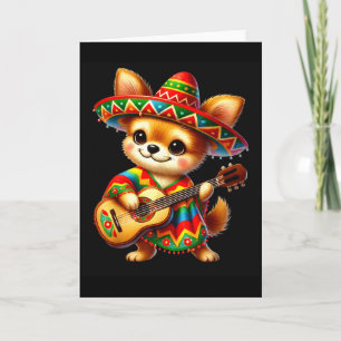 Carte Chihuahua Sombrero Guitare Cinco De Mayo Mexicain
