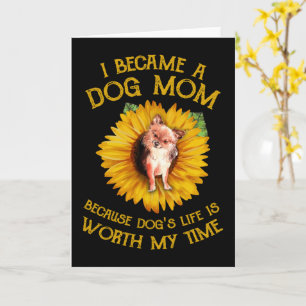 Carte Chihuahua Sunflower Dog Maman Dog Lover Saying