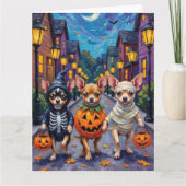 Carte Chihuahua Trick-or-Treating en costumes d'Hallowee (Devant)