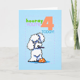 Carte Children Kids Happy Birthday Age 4 Poodle