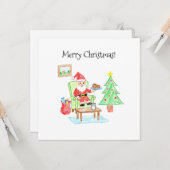 Carte Child's Art Style Santa and Cookies Flat Greeting (Devant/Arrière en situation)