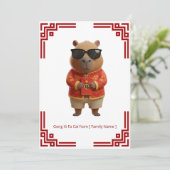Carte Chill Capybara Gong Xi Fa Cai Card (Debout devant)
