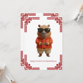 Carte Chill Capybara Gong Xi Fa Cai Card (Devant/Arrière en situation)