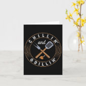 Carte Chillin Et Grillin Funny Barbeque Grillé Bbq Lov (Fleur jaune)