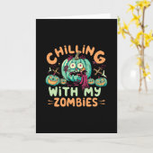 Carte Chilling Avec Mes Zombies Drôle Costume Halloween (Fleur jaune)