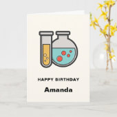 Carte Chimie Tube d'essai et bécher Anniversaire (Fleur jaune)