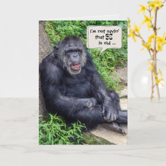 Carte Chimpanzé 60e Humour d'anniversaire (Fleur jaune)