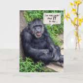 Carte chimpanzé 77e anniversaire humour (Fleur jaune)