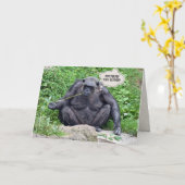 Carte Chimpanzé d'anniversaire sur rocher (Fleur jaune)