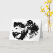 Carte Chimpanzé noir et blanc (Fleur jaune)