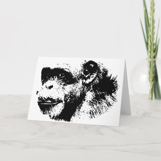 Carte Chimpanzé noir et blanc (Devant)