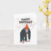 Carte Chimpanzé singe fête les animaux fête d'anniversai (Fleur jaune)