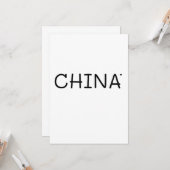Carte China - minimalistic typography card (Devant/Arrière en situation)