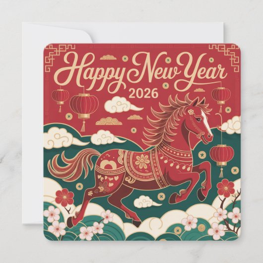 Carte Chinese New Year 2026 Red Fire Horse  (Devant)