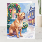 Carte Chinese Shar-Pei Snowy Town Fountain Christmas Art (Devant)