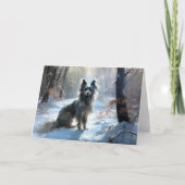 Carte Chinois Crested Laisser Il Neige Noël (Devant)